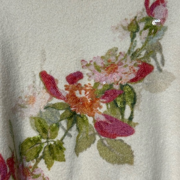 Cinq a Sept wool blend Floral Embroidered Cream Sweater NWOT - Picture 5 of 12
